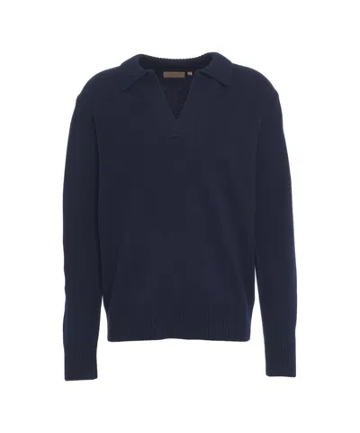 Rue De Tokyo Polo Collar Sweater In Blue