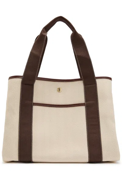 Rue De Verneiul Traversée M Pocket Canvas Tote Bag In Brown