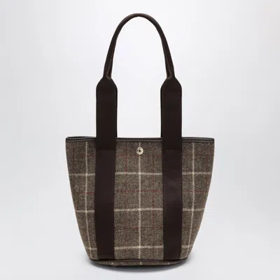 Rue De Verneuil Brown Tartan Traversée Mini Bucket Bag