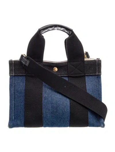 Pre-owned Rue De Verneuil Denim Top Handle Bag In Blue