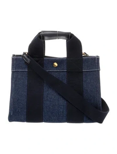 Pre-owned Rue De Verneuil Denim Top Handle Bag In Blue