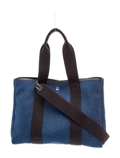 Pre-owned Rue De Verneuil Felt Top Handle Bag In Blue