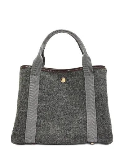 Rue De Verneuil Handle Herringbone Tote Bag In Gray