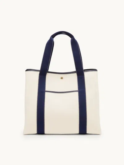 Rue De Verneuil Large Traversée Pocket Bag Canvas White Navy