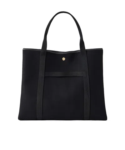 Rue De Verneuil Leather-trimmed Canvastote In Black