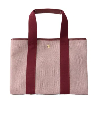 Rue De Verneuil Leather-trimmed Cotton Oxford Tote In Nude