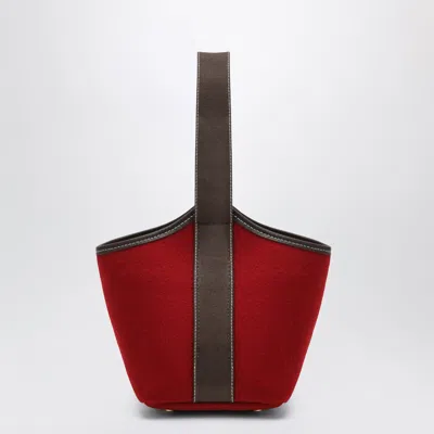 Rue De Verneuil Narita S Red Flannel Bucket Bag In Blue