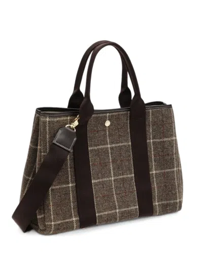 Rue De Verneuil Small Traversée Check Tote Bag In Brown