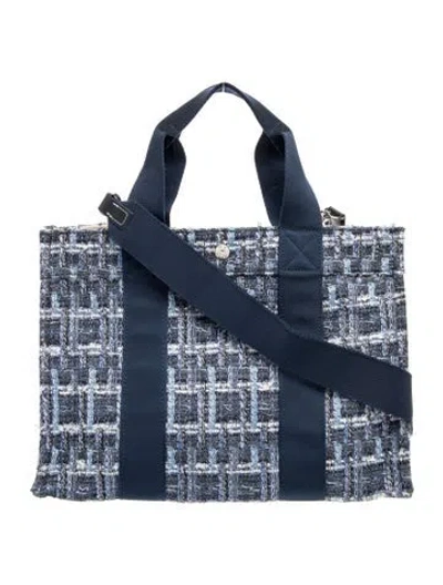 Pre-owned Rue De Verneuil Tweed Tote In Blue