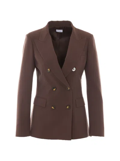 Rue Du Bac Double-breasted Blazer In Brown