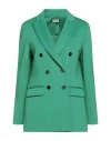 Rue Du Bac Woman Blazer Emerald Green Size 8 Polyester, Elastane In Green