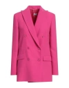 Rue Du Bac Woman Blazer Fuchsia Size 4 Polyester, Elastane In Pink