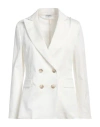 Rue Du Bac Woman Blazer Off White Size 4 Cotton, Elastane In Off White