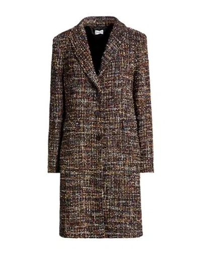 Rue Du Bac Woman Coat Midnight Blue Size 2 Acetate, Polyester In Brown