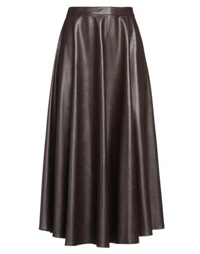 Rue Du Bac Woman Midi Skirt Dark Brown Size 2 Polyester In Burgundy