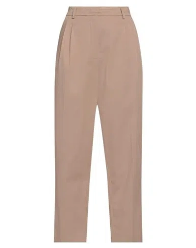 Rue Du Bac Woman Pants Beige Size 4 Lyocell, Cotton, Elastane In Brown