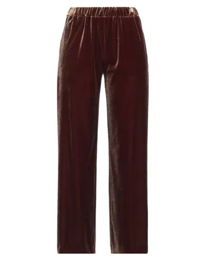 Rue Du Bac Woman Pants Brown Size 6 Polyester, Elastane