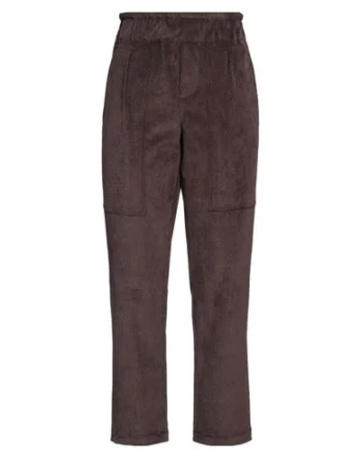 Rue Du Bac Woman Pants Dark Brown Size 8 Polyester, Polyamide, Elastane