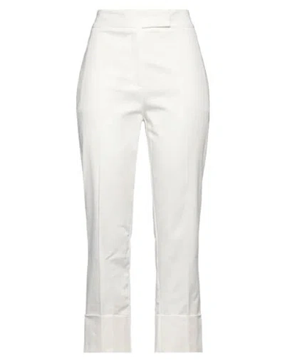 Rue Du Bac Woman Pants Off White Size 4 Cotton, Elastane