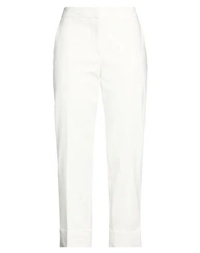 Rue Du Bac Woman Pants White Size 8 Cotton, Polyester, Elastane In Multi