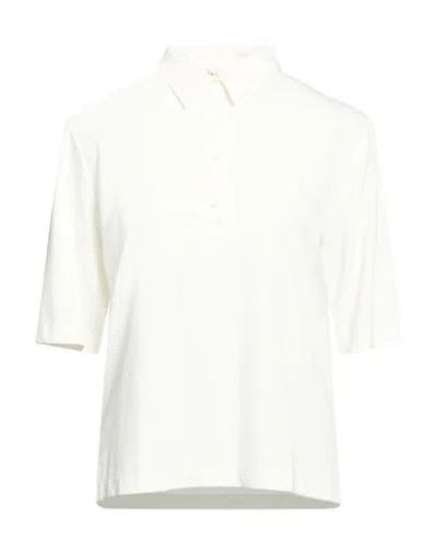 Rue Du Bac Woman Polo Shirt Ivory Size 10 Viscose, Polyamide, Elastane In White