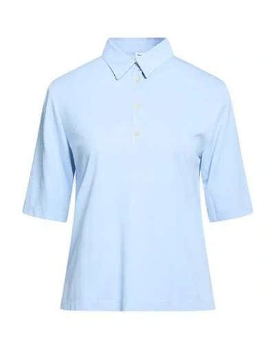 Rue Du Bac Woman Polo Shirt Light Blue Size 2 Viscose, Polyamide, Elastane