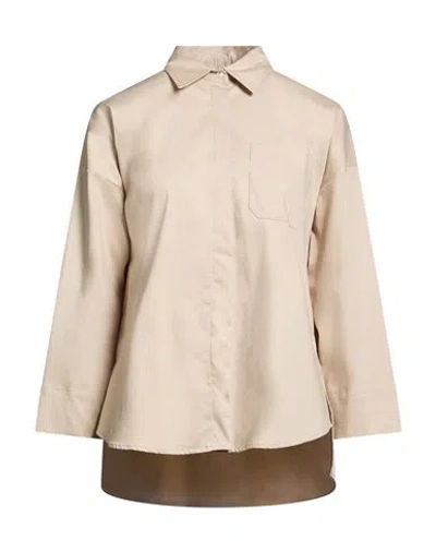 Rue Du Bac Woman Shirt Beige Size 6 Cotton, Polyamide, Elastane In Brown