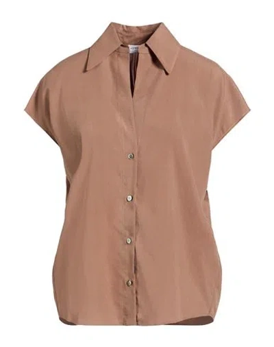 Rue Du Bac Woman Shirt Light Brown Size 8 Lyocell
