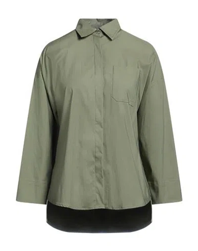Rue Du Bac Woman Shirt Military Green Size 2 Cotton, Polyamide, Elastane