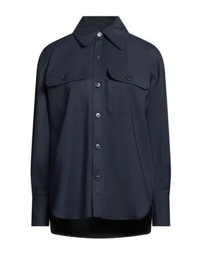 Rue Du Bac Woman Shirt Navy Size 6 Cotton, Polyester, Elastane In Blue
