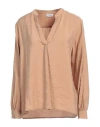 Rue Du Bac Woman Top Camel Size 8 Lyocell, Polyester In Beige