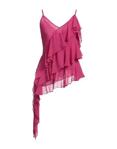 Rue Du Bac Woman Top Fuchsia Size 4 Polyester In Pink