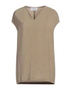 Rue Du Bac Woman Top Khaki Size 4 Modal, Polyester In Beige