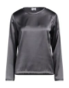 Rue Du Bac Woman Top Lead Size 2 Polyester, Elastane In Grey