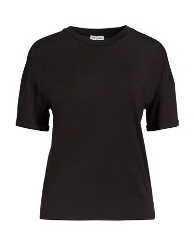 Rue Du Bac Woman T-shirt Black Size 8 Viscose, Polyamide, Elastane In Brown