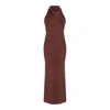 Rue Les Createurs Women's Back Cutout Brown Elegant Dress In Brown