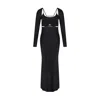 Rue Les Createurs Women's Back-deep Black Midi Dress In Black
