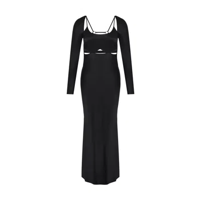 Rue Les Createurs Women's Back-deep Black Midi Dress