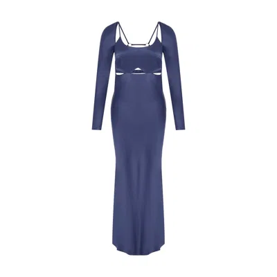 Rue Les Createurs Women's Back-deep Navy Blue Midi Dress