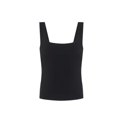 Rue Les Createurs Women's Basic Crepe Texture Black Bodysuit