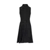 Rue Les Createurs Women's Belted Sleeveless Black Shirt Dress In Black