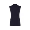Rue Les Createurs Women's Blue Button Detail Sleeveless Navy Vest In Blue
