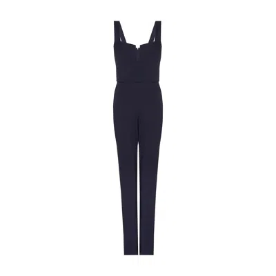 Rue Les Createurs Women's Blue Chest Strap Thick Strap Navy Jumpsuit