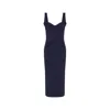 Rue Les Createurs Women's Blue Fitted Thick Strap Navy Midi Dress In Blue
