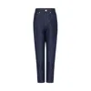 Rue Les Createurs Women's Blue Gold Button Detail Navy Denim Pants In Blue