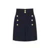 Shop Rue Les Createurs Women's Blue Gold Button Detail Pleated Navy Mini Skirt