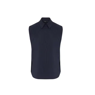 Rue Les Createurs Women's Blue Navy Sleeveless Shirt