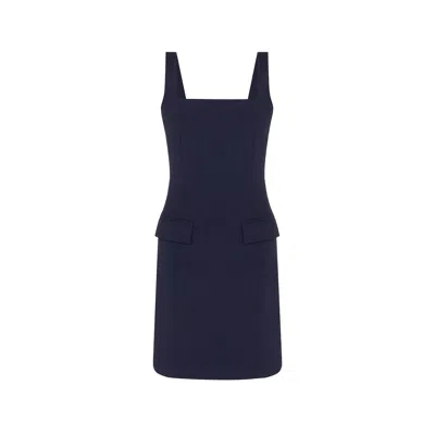 Rue Les Createurs Women's Blue Square Neck Navy Mini Dress