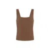 Rue Les Createurs Women's Brown Basic Crepe Texture Mink Bodysuit In Brown
