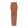 Rue Les Createurs Women's Brown High Waist Front Pleated Tobacco Trousers In Brown